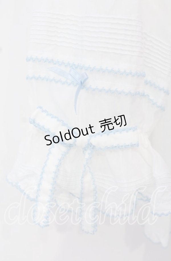 画像3: PINK HOUSE / ローンフリルブラウス  シロ×ミズイロ O-25-10-14-121-LO-BL-OW-OS (3)