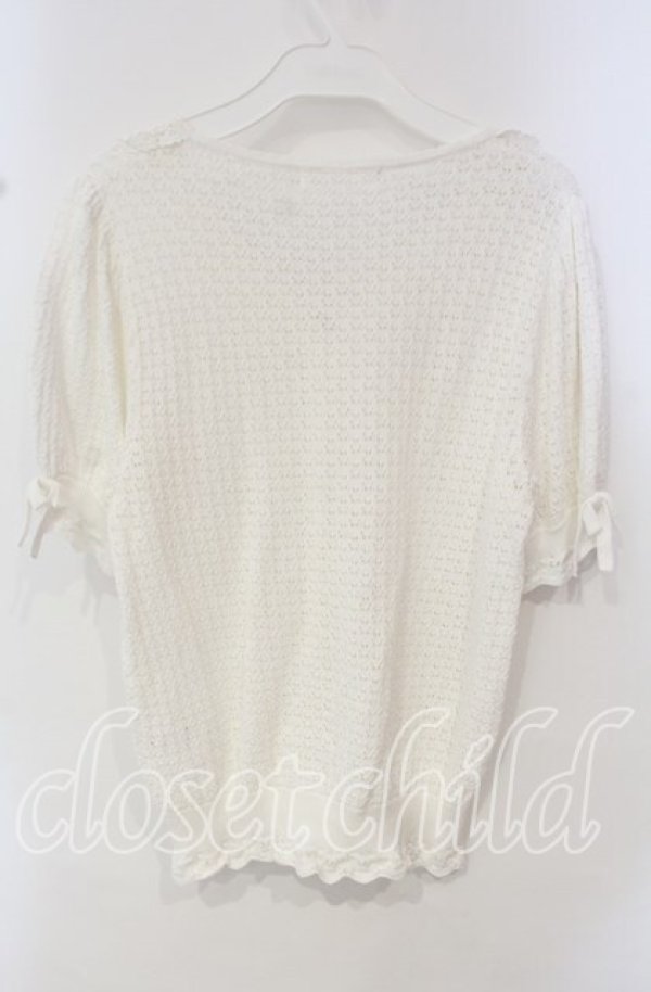 画像3: PINK HOUSE / コットンレース使い透かしニットカーディガン  アイボリー O-25-10-14-124-LO-TO-OW-ZT210 (3)