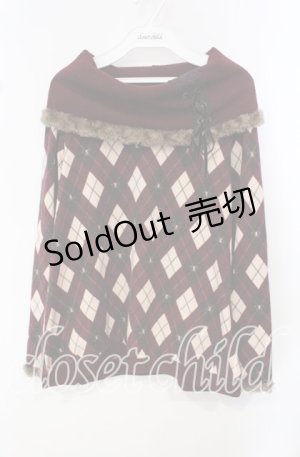 画像: axes femme / アーガイルオフタートルニット M ワイン O-25-10-14-127-AX-TO-OW-OS