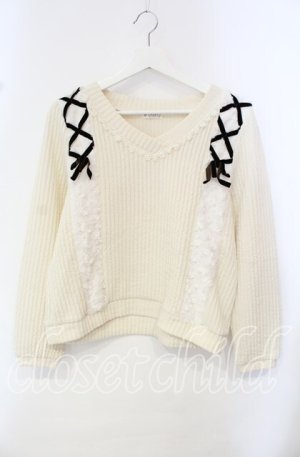画像: axes femme / プードルファーVネックトップス M アイボリー O-25-10-14-128-AX-TO-OW-OS