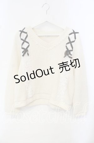 画像: axes femme / プードルファーVネックトップス M アイボリー O-25-10-14-128-AX-TO-OW-OS