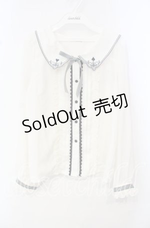 画像: axes femme POETIQUE / トランプ刺繍セーラー襟ブラウス M キナリ O-25-10-14-131-AX-BL-OW-OS