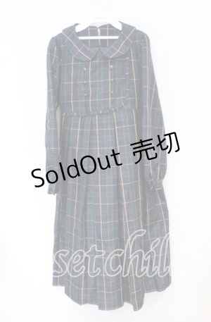 画像: FLC / チェック柄ボックスプリーツワンピース M グリーン O-25-10-14-017-LO-OP-OW-OS