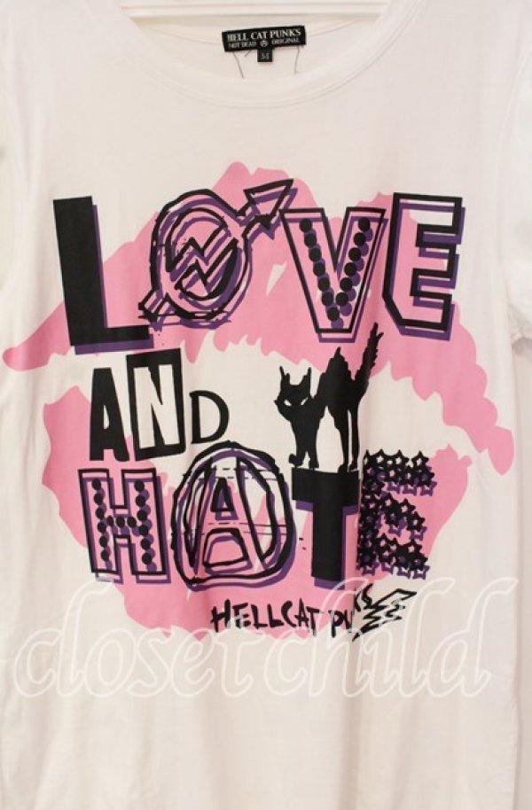 画像2: 【SALE】HELL CAT PUNKS / キャットプリントロングTシャツ  ホワイト O-25-10-14-146-PU-TO-IG-ZT265 (2)
