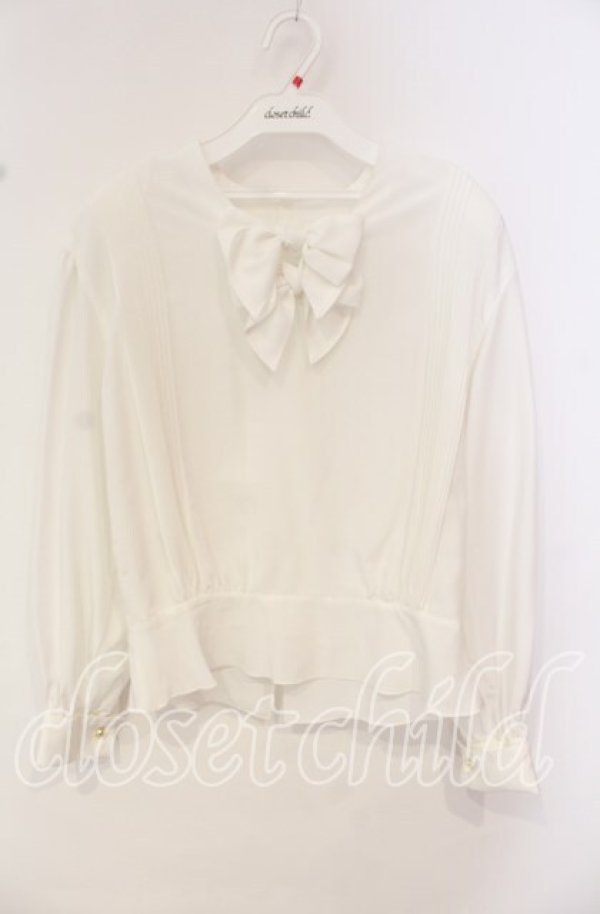 画像1: INGEBORG / リボン使いブラウス  シロ O-25-10-14-149-LO-BL-OW-ZT380 (1)