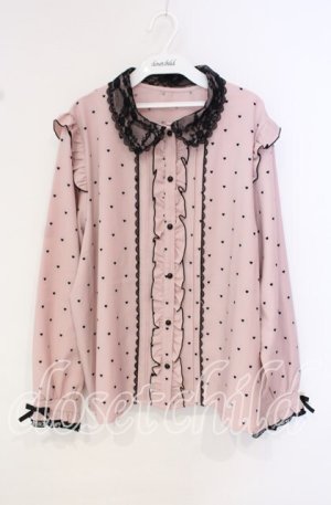 画像: DearMyLoveWhip / レース重ねハートドットフリルブラウス 5L クロ O-25-10-14-155-LO-BL-IG-OS