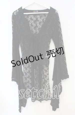 画像: gouk / 総レース着物カーディガン  ブラック O-25-10-14-025-GO-TO-OW-OS