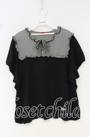 画像: PINK HOUSE / ギンガム切替パフTシャツ【お直しあり】  クロ O-25-10-14-029-LO-TO-IG-OS