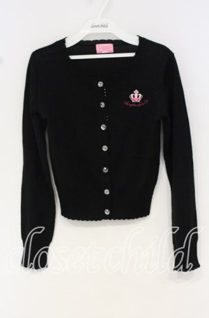 画像: Angelic Pretty / シュガークラウン刺繍ニットカーディガン  クロ O-25-10-14-030-AP-TO-IG-OS