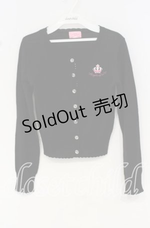 画像: Angelic Pretty / シュガークラウン刺繍ニットカーディガン  クロ O-25-10-14-030-AP-TO-IG-OS