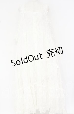 画像: metamorphose / シャーリングティアードリボンジャンパースカート（ロング・総レース）【お直しあり】  シロ O-25-10-14-031-ME-OP-IG-OS