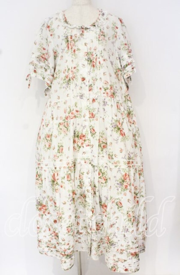 画像1: PINK HOUSE / バラの騎士プリントワンピース【お直しあり】  シロ O-25-10-14-032-LO-OP-IG-OS (1)