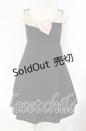 画像: Emily Temple cute / ラメリボンノースリーブワンピース  クロ×アイボリー O-25-10-16-033-ET-OP-IG-OS