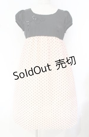 画像: Emily Temple cute / リボンアップリケ付きジャンパースカート  クロ×ピンク O-25-10-16-034-ET-OP-IG-OS