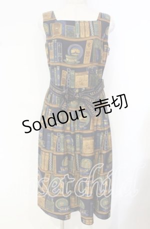 画像: Jane Marple / Royal library スクエアドレス  ネイビー O-25-10-16-039-JM-OP-YM-OS