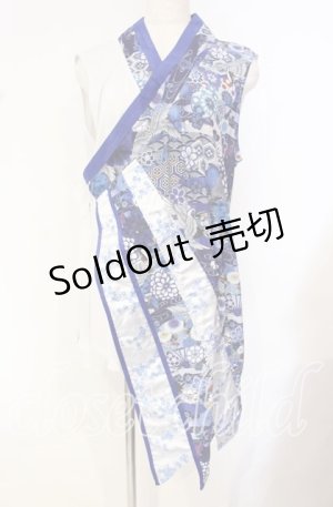 画像: Qutie Frash / 着物インナーチュニック  ホワイト×ブルー O-25-10-16-040-QU-TO-OW-OS