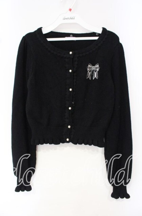 画像1: axes femme kawaii / ファーティペットニットカーデ M クロ O-25-10-16-067-AX-TO-OW-OS (1)