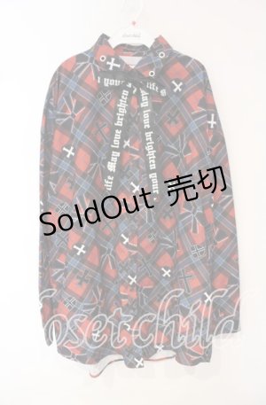 画像: Jamieエーエヌケー / チェックプリントBigシャツ  アカ O-25-10-16-078-LO-TO-IG-OS