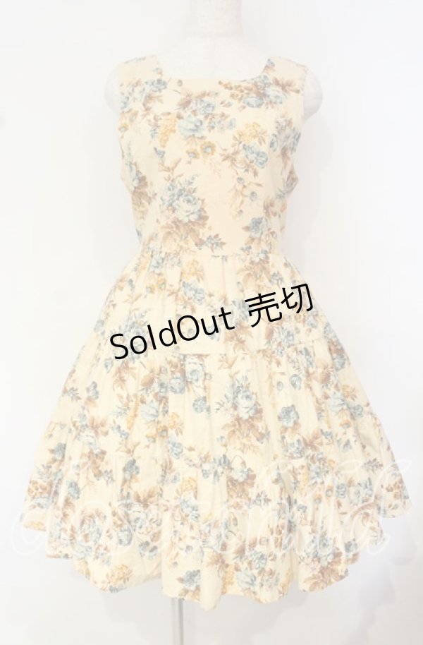 画像1: Innocent World / ロココ調バラ柄テイアードジャンパースカート  生成り O-25-10-16-019-IW-OP-IG-OS (1)