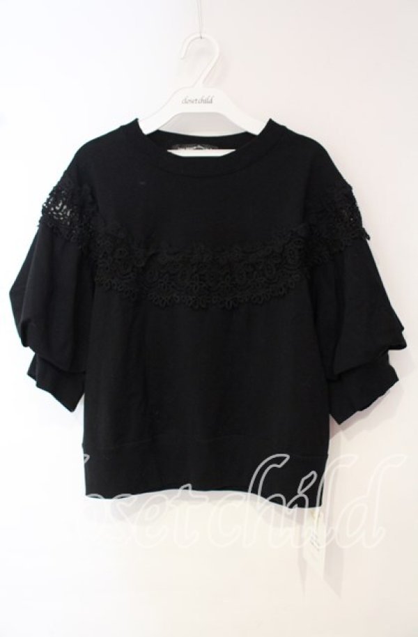 画像1: Jane Marple Dans Le Salon / Vintage lace-trim sweatshirt M クロ O-25-10-18-040-JM-TO-IG-OS (1)