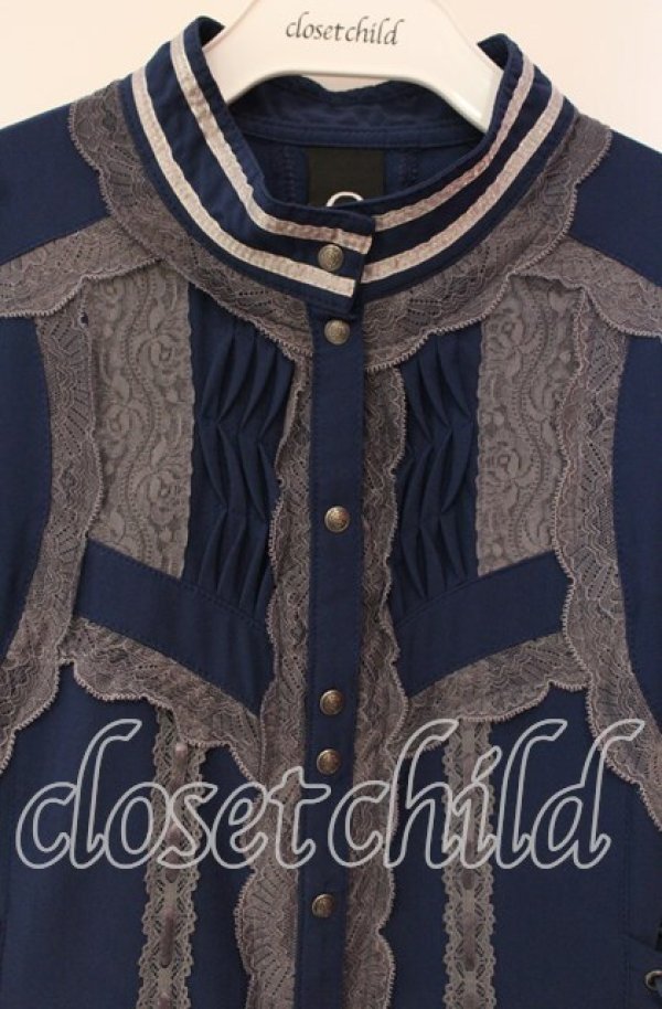 画像2: Ozz oneste / はしごレースダブルレースアップチュニック  ネイビー O-25-10-18-043-OO-BL-IG-OS (2)