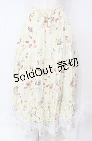 画像: PINK HOUSE / スイーツスプリングバニープリントパッチワークスカート  クリームイエロー O-25-10-18-055-LO-OP-OW-OS
