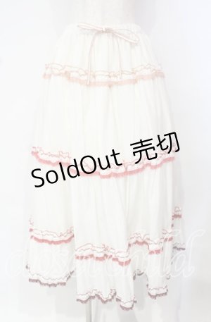 画像: alcali / グラデーションピコット刺しゅうギャザースカート  キナリ O-25-10-18-056-LO-SK-OW-OS