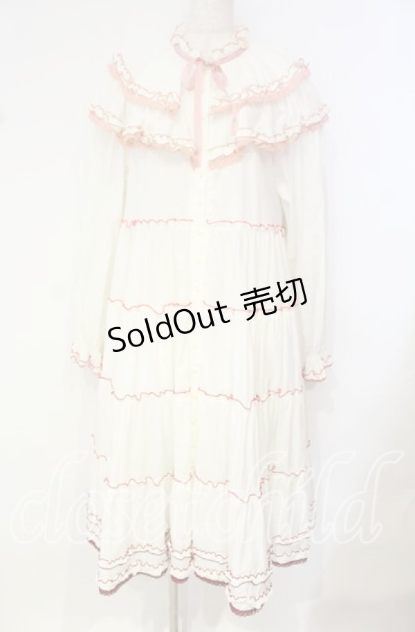 画像1: alcali / グラデーションピコット刺しゅうフリルワンピース  ナチュラル O-25-10-18-061-LO-OP-OW-OS (1)