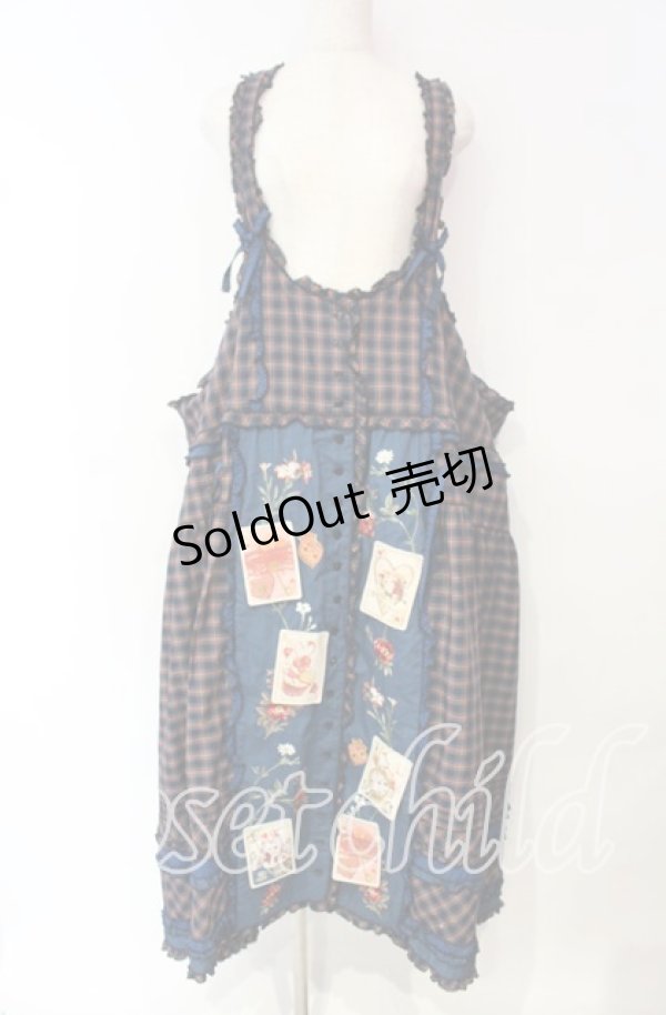 画像1: PINK HOUSE / タータンチェック刺繍吊スカート【お直しあり】  ブルー系 O-25-10-18-065-LO-SK-IG-OS (1)