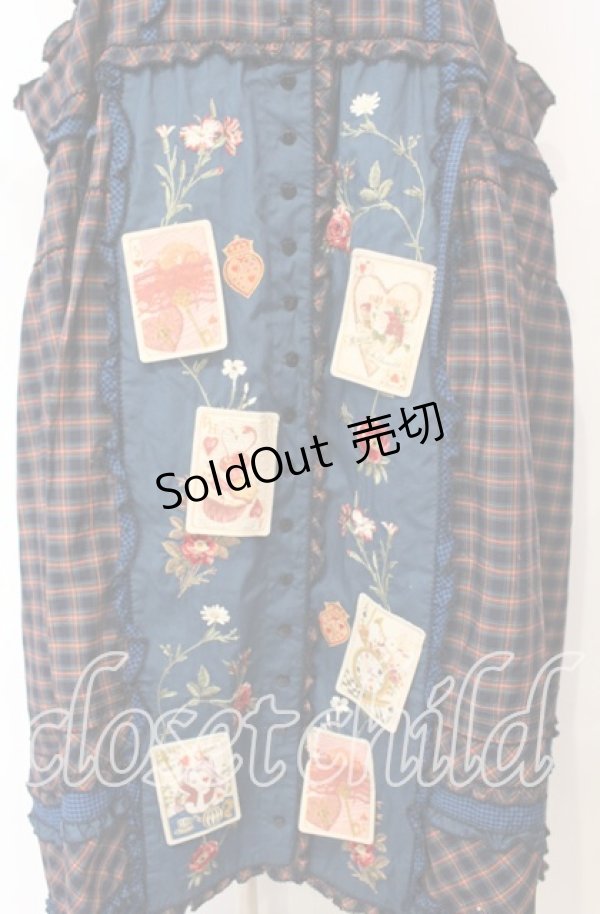 画像3: PINK HOUSE / タータンチェック刺繍吊スカート【お直しあり】  ブルー系 O-25-10-18-065-LO-SK-IG-OS (3)