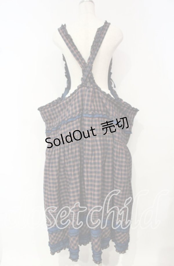 画像5: PINK HOUSE / タータンチェック刺繍吊スカート【お直しあり】  ブルー系 O-25-10-18-065-LO-SK-IG-OS (5)