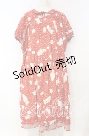 画像: PINK HOUSE / ひなぎくテディプリントフリルワンピース【お直しあり】  アカ O-25-10-18-067-LO-OP-IG-ZT550