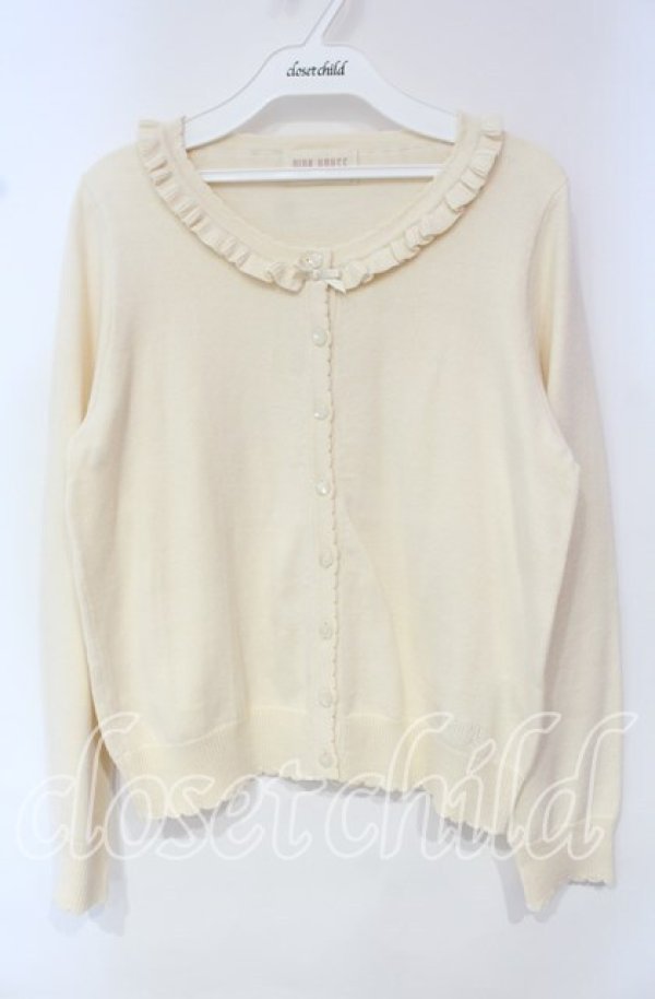 画像1: PINK HOUSE / ロゴワンポイント刺繍カーディガン  キナリ O-25-10-18-081-LO-TO-OW-OS (1)