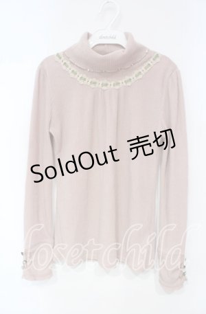 画像: axes femme / はしごレースリブタートルニットソー M ピンク O-25-10-18-086-AX-TO-OW-OS