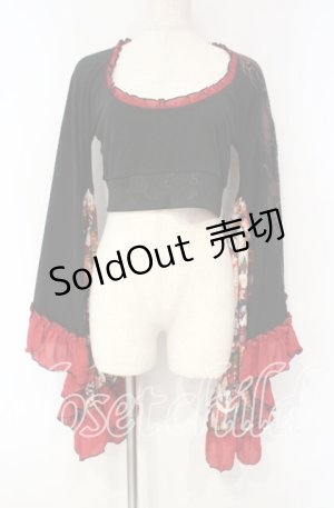 画像: Qutie Frash / メッシュ着物袖トップス  レッド O-25-10-18-091-QU-TO-OW-OS