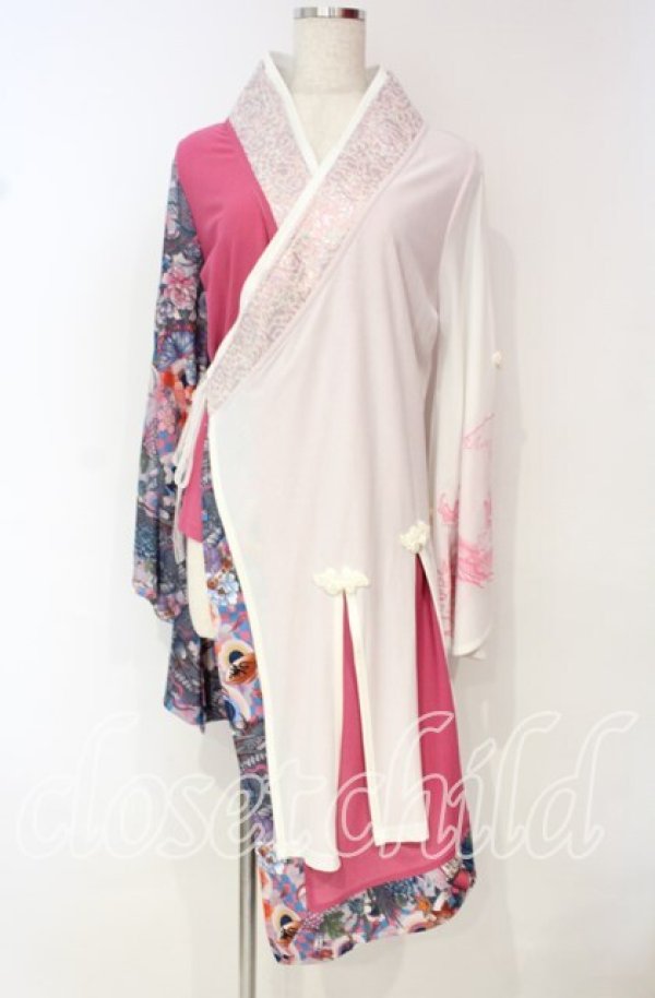 画像1: Qutie Frash / 肩空き着物カーディガン  ピンク×シロ O-25-10-18-092-QU-TO-OW-OS (1)