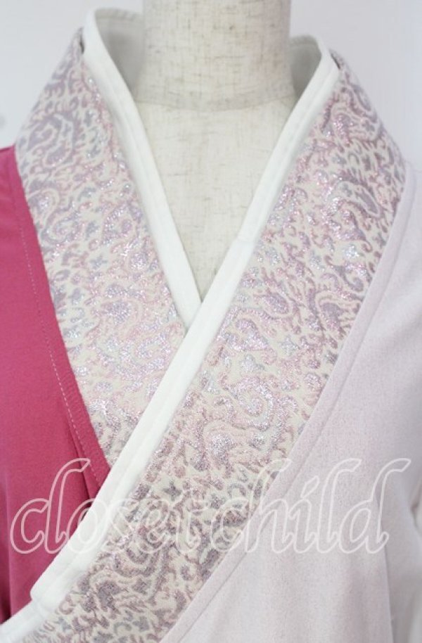 画像2: Qutie Frash / 肩空き着物カーディガン  ピンク×シロ O-25-10-18-092-QU-TO-OW-OS (2)