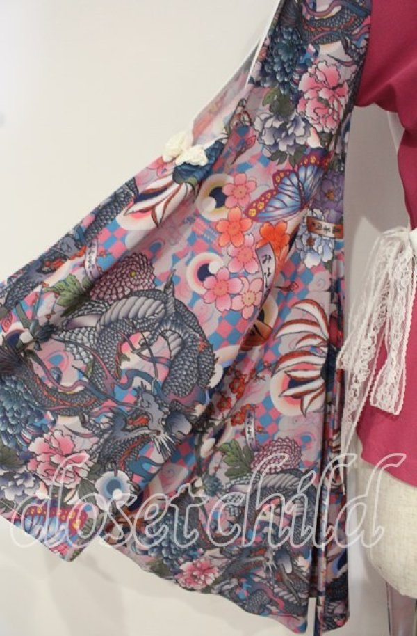 画像3: Qutie Frash / 肩空き着物カーディガン  ピンク×シロ O-25-10-18-092-QU-TO-OW-OS (3)