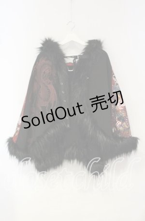 画像: Qutie Frash / ポンチョコート  ブラック×レッド O-25-10-18-093-QU-JA-OW-C029