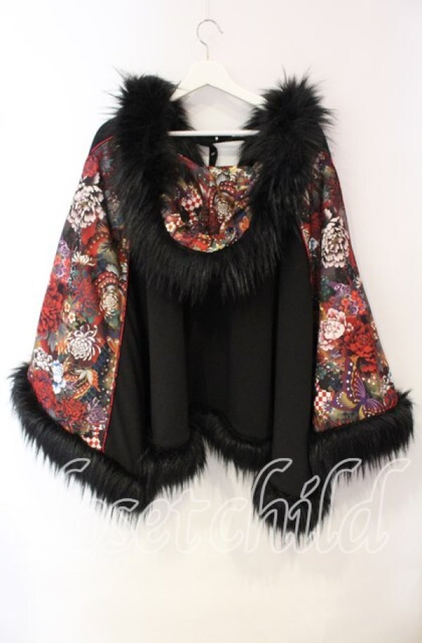 Qutie Frash / ポンチョコート ブラック×レッド O-25-10-18-093-QU-JA