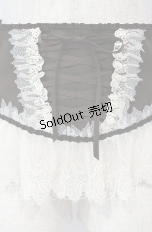 【試着のみ】EnchantlicEnchantilIy リボンコルセット 黒白 Enchantlic Enchantilly】チュールレースリボンコルセット（黒×黒