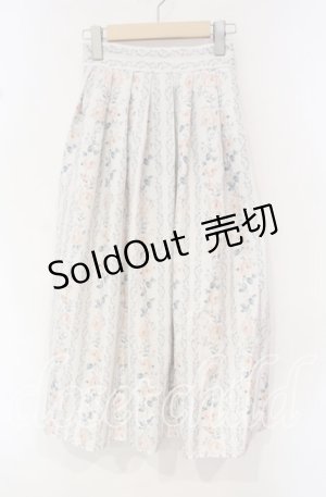 画像: an another angelus / ストライプアンティークローズ柄スカート F アイボリーｘピンク O-25-10-18-014-CA-SK-YM-OS