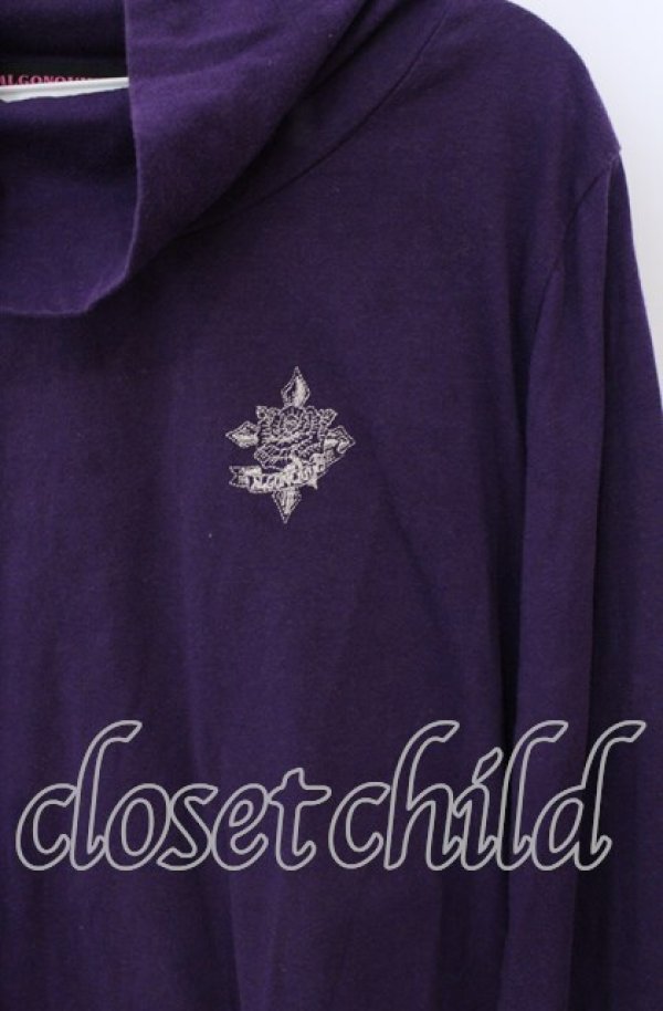 画像2: ALGONQUINS / 刺繍入りハイネックカットソー  パープル O-25-10-19-034-AL-TO-IG-OS (2)