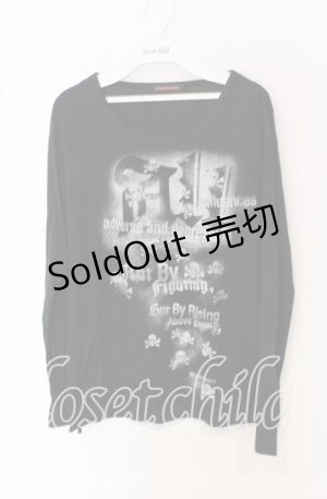 画像: ALGONQUINS / スプラッシュスカルプリントカットソー  ブラック O-25-10-19-035-AL-TO-IG-OS