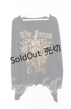 画像: ALGONQUINS / クラウンハートプリントカットソー  ブラック O-25-10-19-040-AL-TO-IG-ZT401