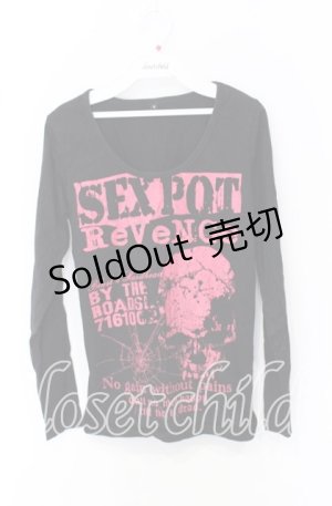 画像: SEX POT ReVeNGe / スカルプリントカットソー  ブラック×ピンク O-25-10-19-041-SP-TO-IG-OS