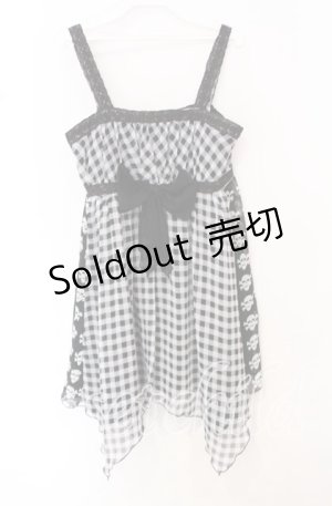 画像: ALGONQUINS / ギンガッムチェックシフォンイレギュラーワンピース  ブラック×ホワイト O-25-10-19-042-AL-OP-IG-OS