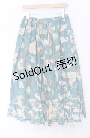 画像: PINK HOUSE / ニャーメイドプリント スカート【お直しあり】  グリーン O-25-10-19-057-LO-SK-IG-OS