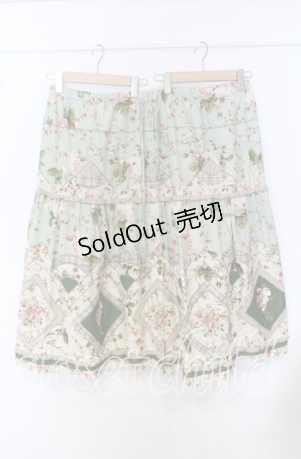 画像1: PINK HOUSE / レネアラローズパッチワークスカート【お直しあり】  ミント O-25-10-19-059-LO-SK-IG-OS (1)