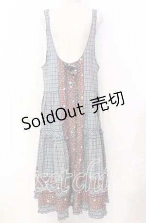 画像: PINK HOUSE / いちごチェックジャンパースカート  ブルー系 O-25-10-19-078-LO-OP-IG-ZI